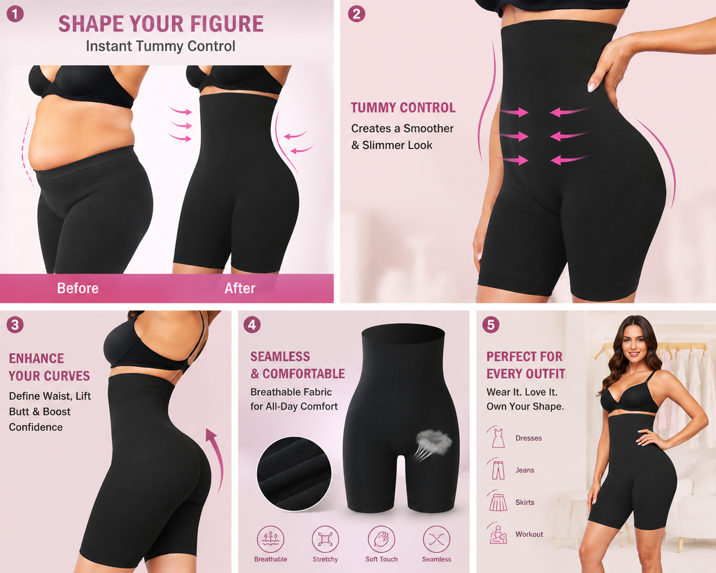 Seamless Body Shapewear for Bodycon Dresses, Belly Fat Control ,Tummy Control Slimming Shapewear for Belly, Perfect for Dresses, Saree