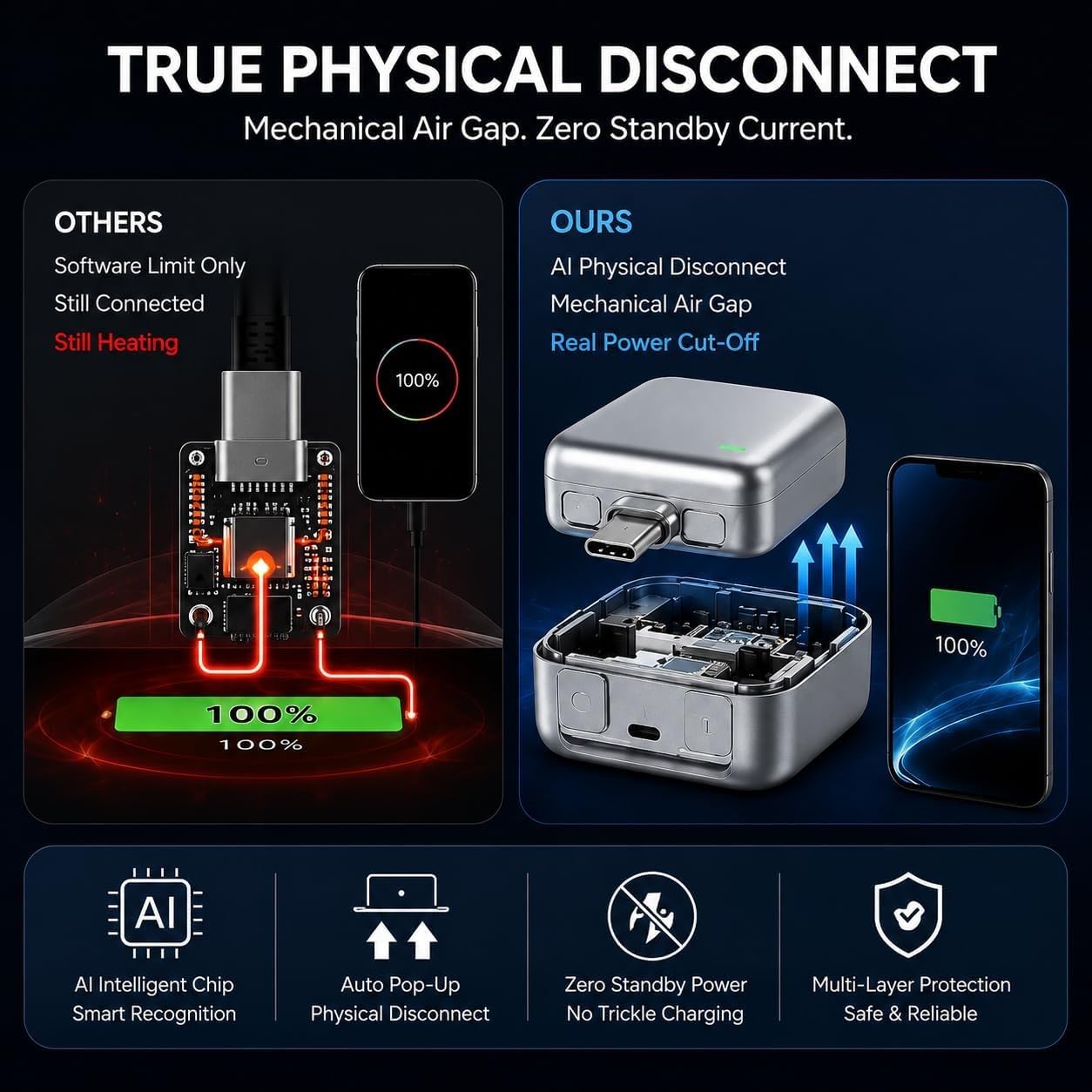 Smart Automatic Cut-Off On 100% Charge |Type C Charging Adapter For All Electronic Accessories