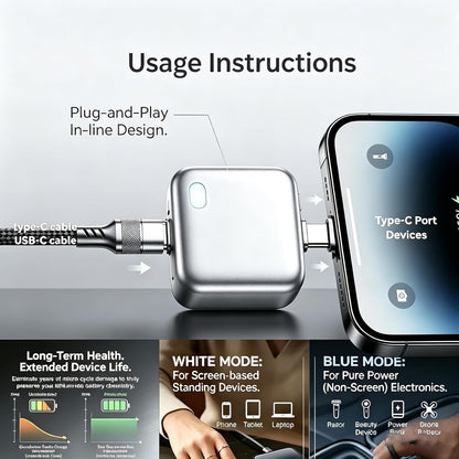 Smart Auto Cut-Off Charging Adapter | Automatic Power Disconnect at 100% Charge | Type-C Fast Charging Safety Device
