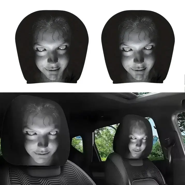 Horror Face Car Headrest Covers